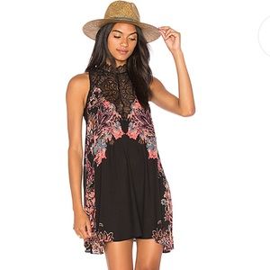 Free People Marsha printed slip Black NEW TAGS FTO